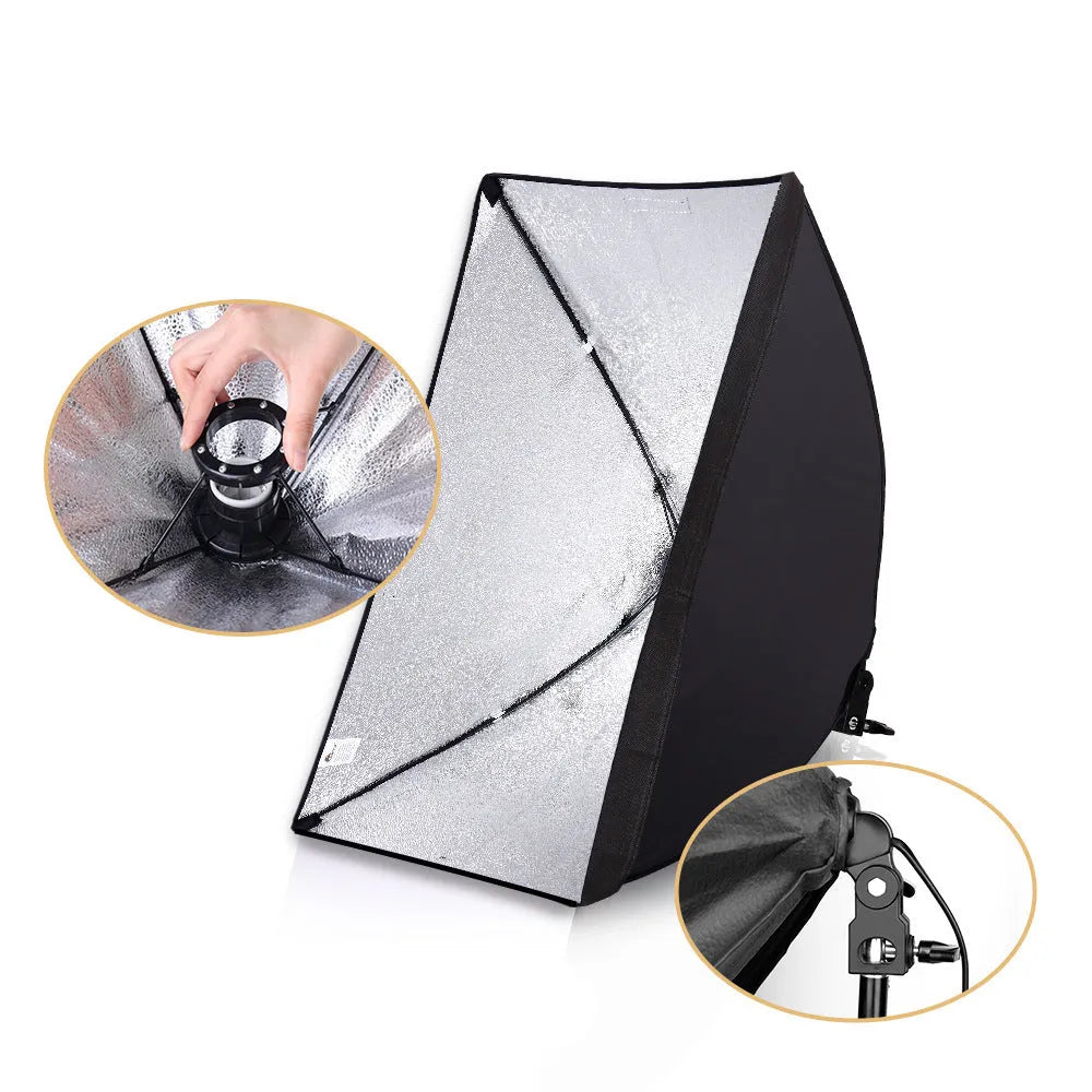 50x70cm photography softbox kit with 2 metre light stand for portrait shooting