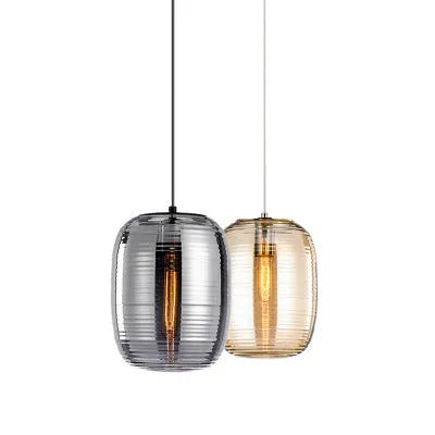 8029 glass table lamp in cognac colour with simple modern design and push button switch.