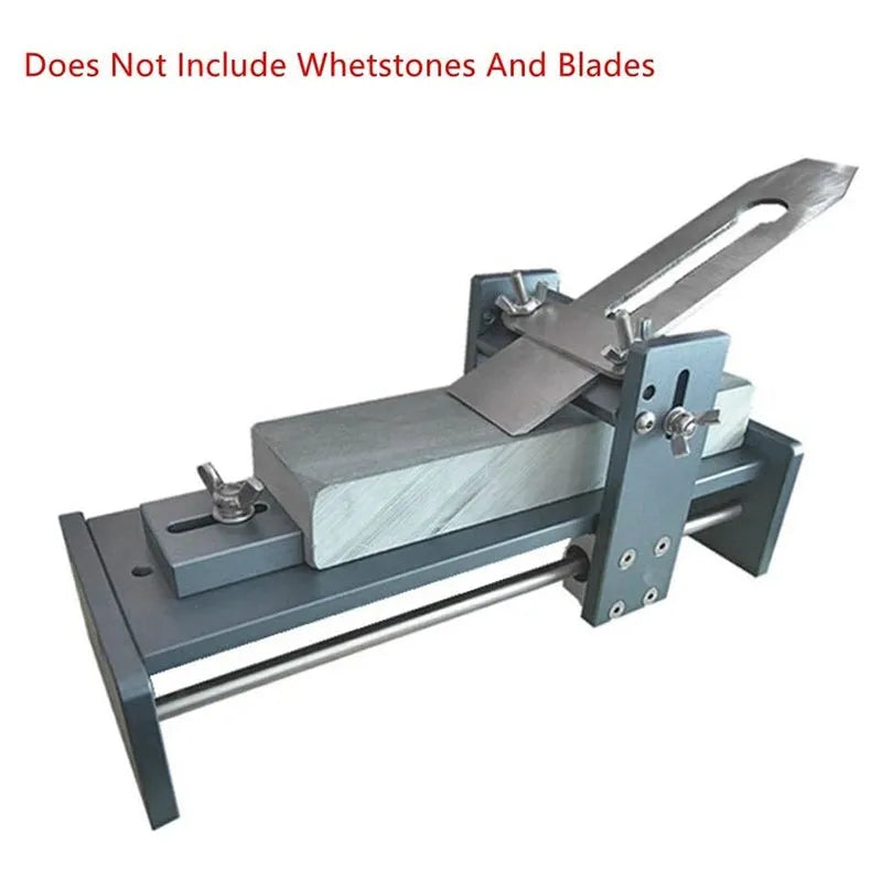 Fixed angle sharpening tool with gantry system for sharpening woodworking chisels and carving knives.