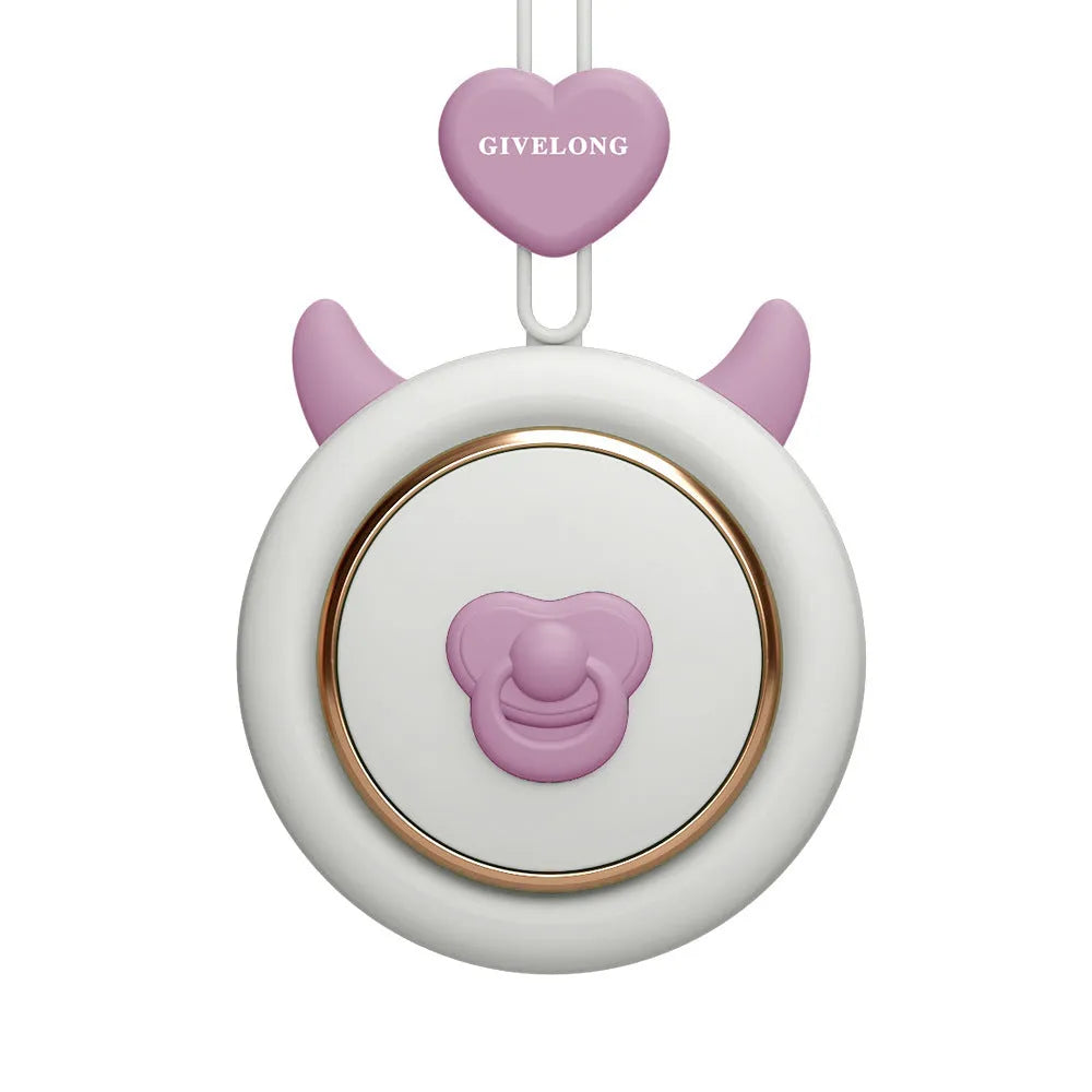 Mini bladeless neck band fan with hanging rope, shown in a colour-themed design.