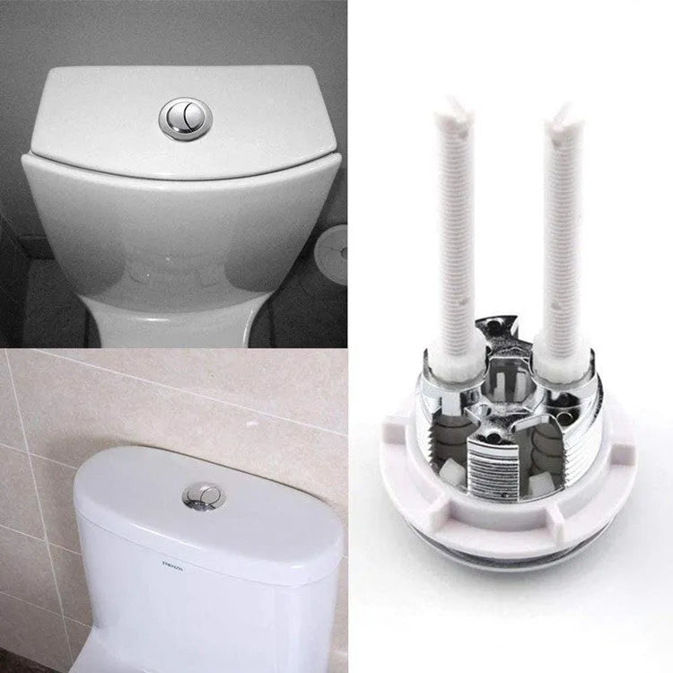 38mm round white ABS plastic double flush button for one-piece toilet replacement.