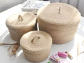 Japanese style linen fabric underwear storage basket with dustproof cover in three sizes