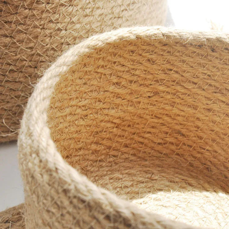 Japanese style linen fabric underwear storage basket with dustproof cover in three sizes