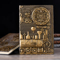 European relief retro A5 notepad with embossed leather-mounted cover in bronze and silver colours