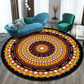 Round machine-woven polyester national style rug for bedroom living room