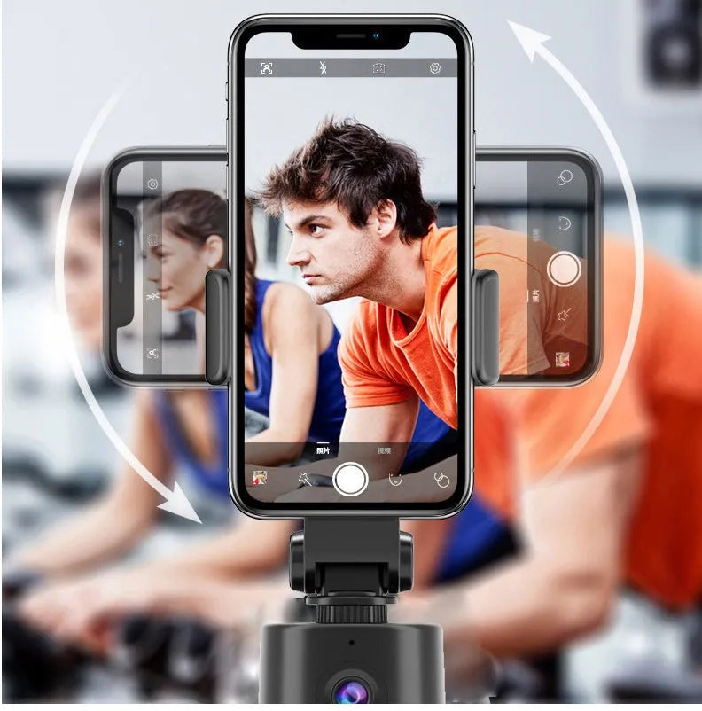 360-degree intelligent tracking pan tilt mobile phone bracket with AI face recognition on a table