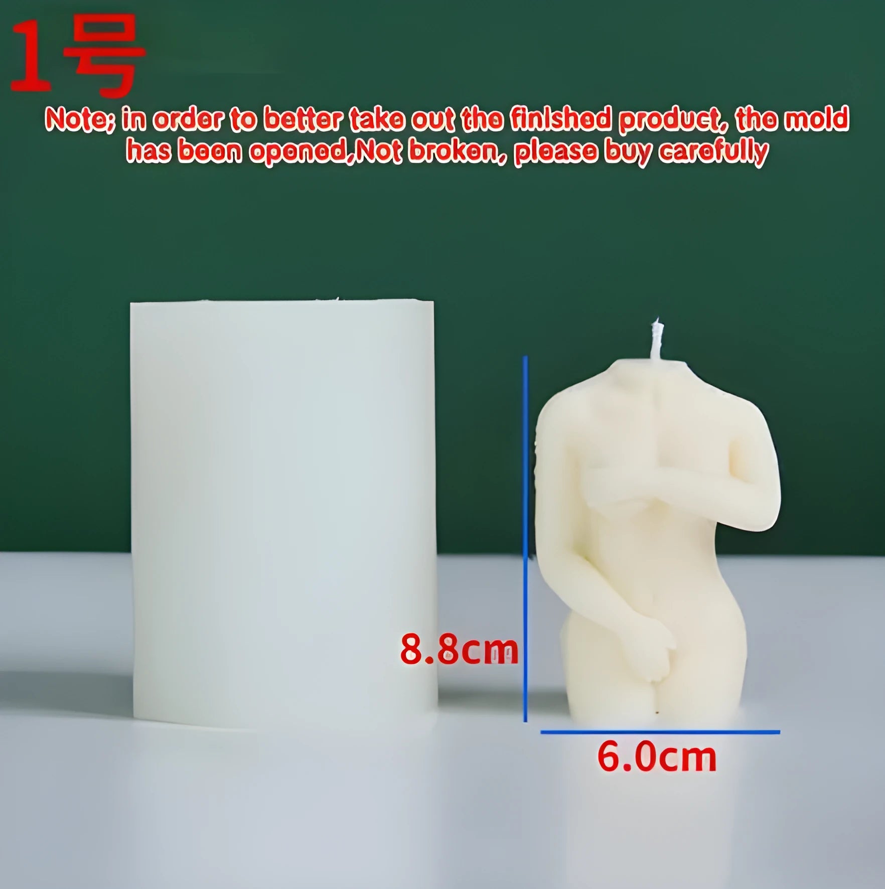 Shy Female Body silicone candle mould shown in one of three available detailed styles