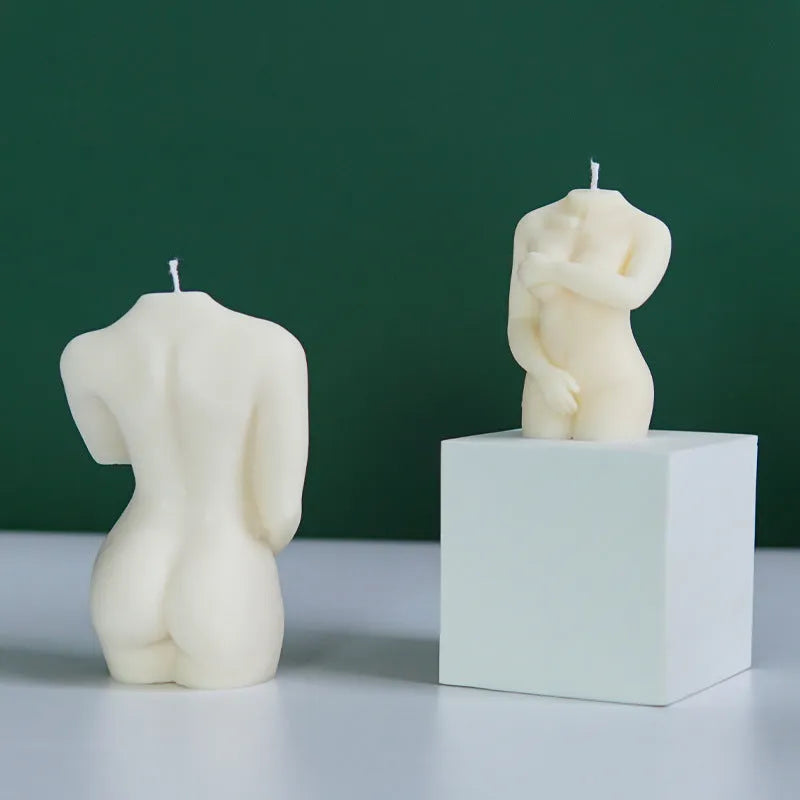 Shy Female Body silicone candle mould shown in one of three available detailed styles