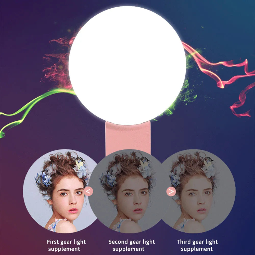 Round clip-on mini fill light for mobile phone selfie photography in four colour options