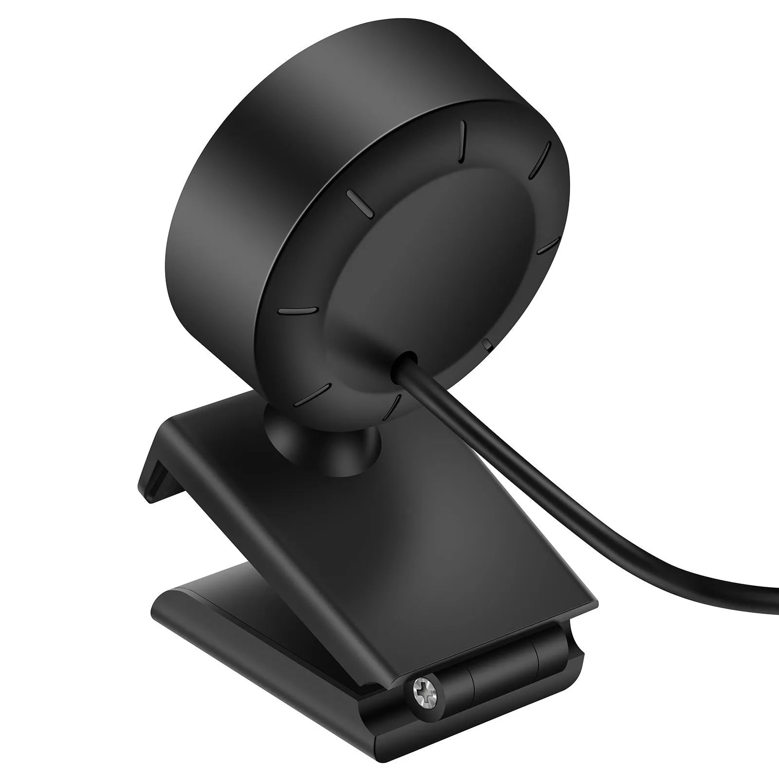 USB webcam with built-in LED ring light and wide-angle lens on a desk
