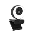 Black USB webcam with privacy cover on 1080p resolution computer camera