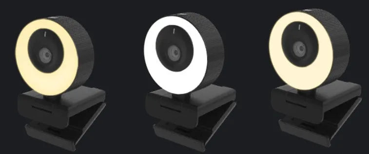 Black USB webcam with privacy cover on 1080p resolution computer camera