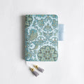 Flying blue flower fabric notebook in A5 size with 100gsm paper, cover showing floral pattern