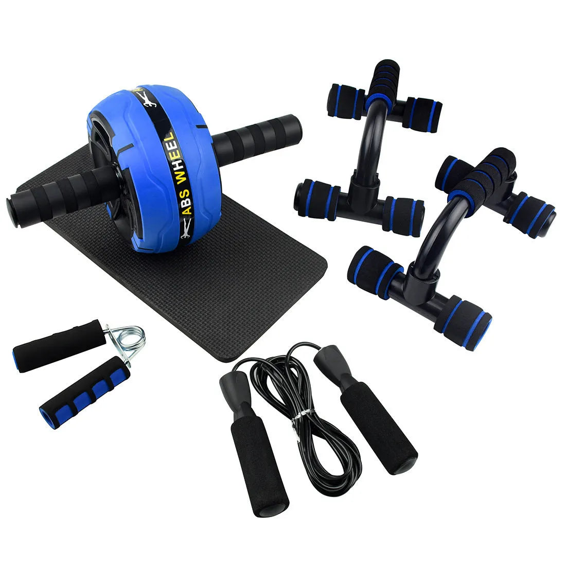 Resistance bands push-up bar fitness set with abdominal machine in green colour
