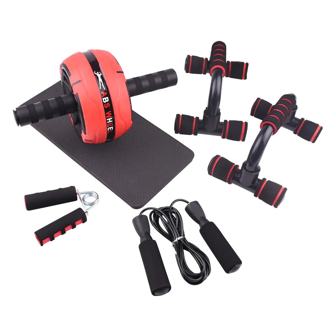 Resistance bands push-up bar fitness set with abdominal machine in green colour
