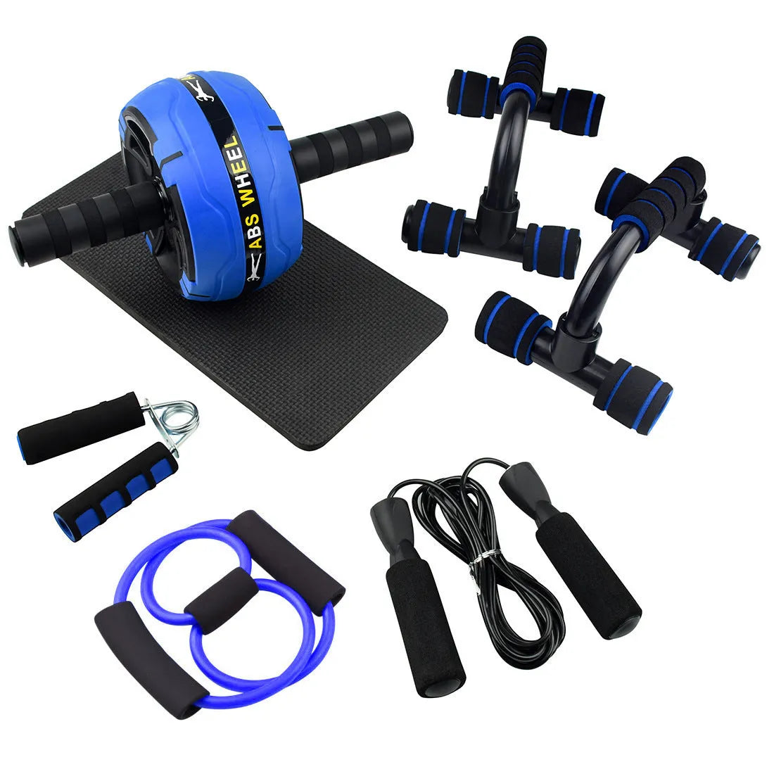 Resistance bands push-up bar fitness set with abdominal machine in green colour