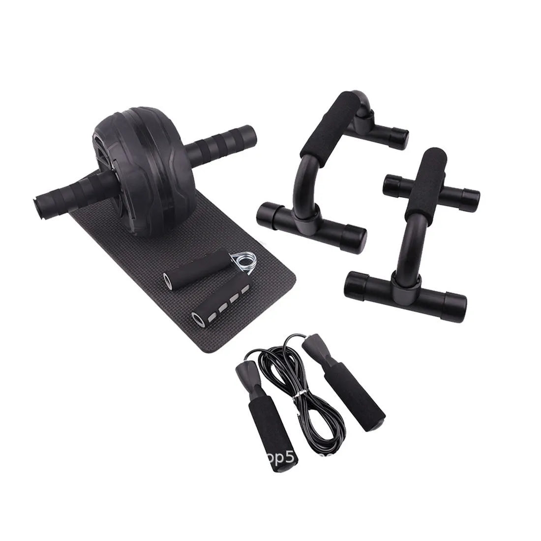Resistance bands push-up bar fitness set with abdominal machine in green colour