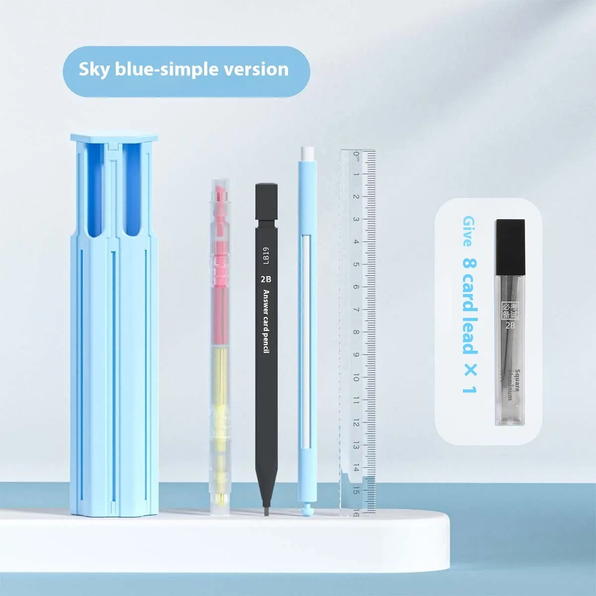 Plastic pressing pen kit for six pens in pencil case with colour options