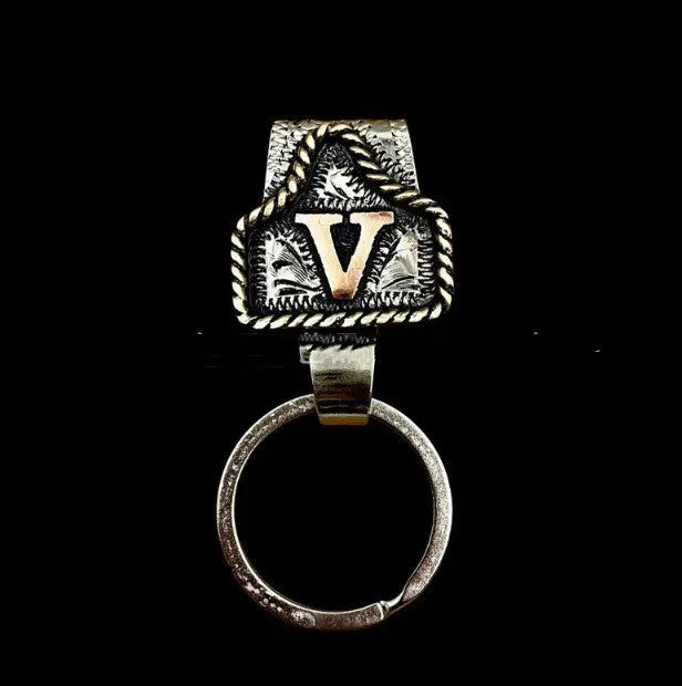 Handmade cow tag belt metal key holder keychain in multiple colour options
