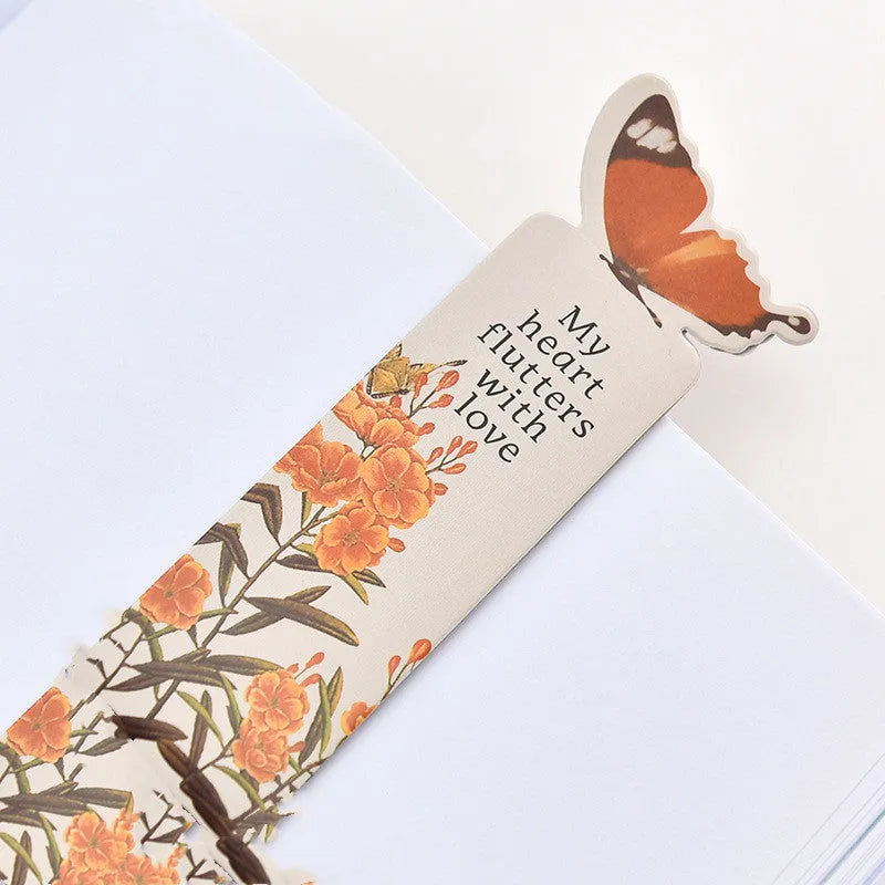 A single butterfly design paper bookmark with dimensions 13.5 cm by 5.5 cm.