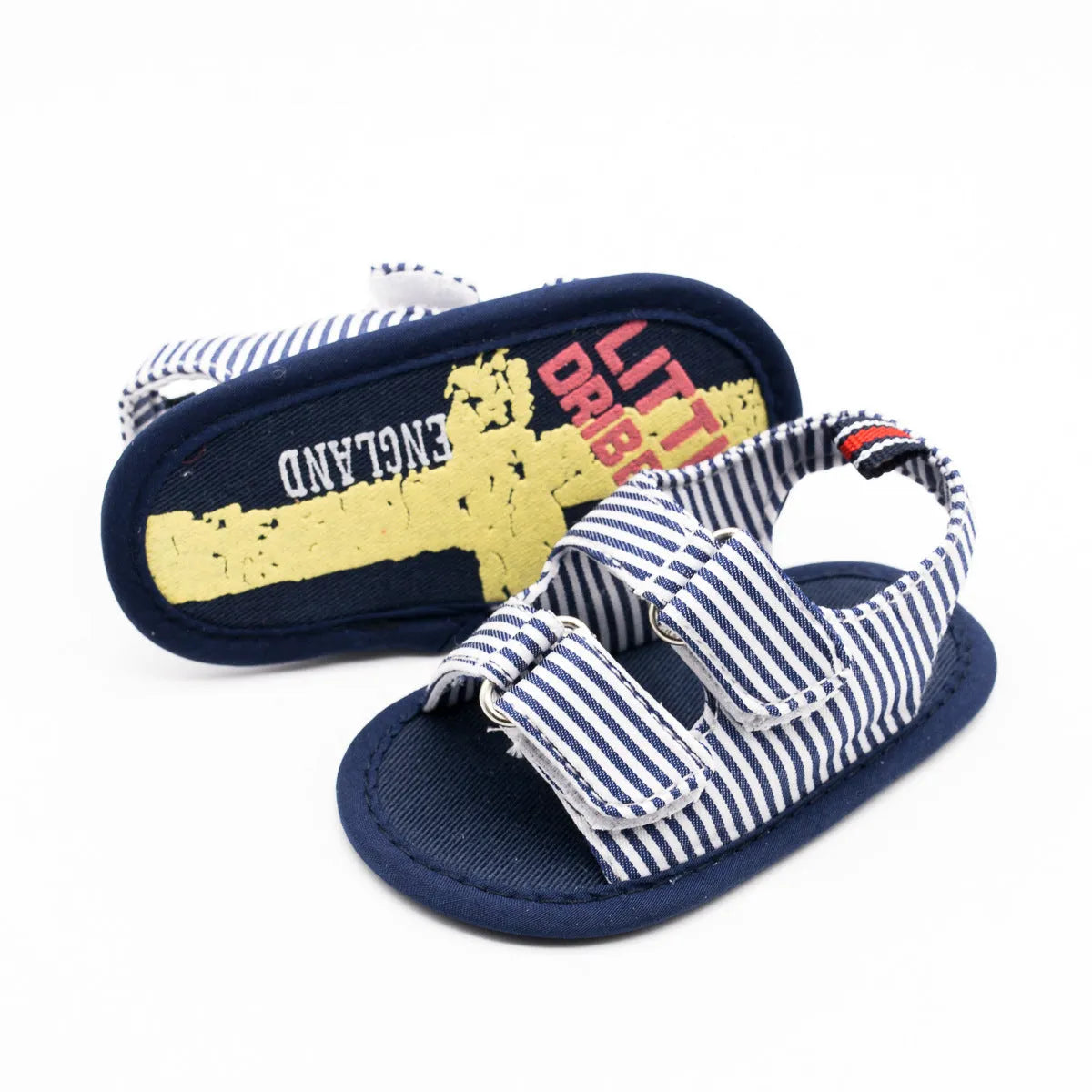 Striped canvas baby sandals for toddlers, blue, sizes 11-13cm