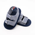 Striped canvas baby sandals for toddlers, blue, sizes 11-13cm