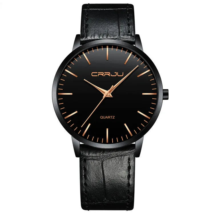 Casual quartz wristwatch with alloy case, plexiglass lens, and mesh strap in black finish