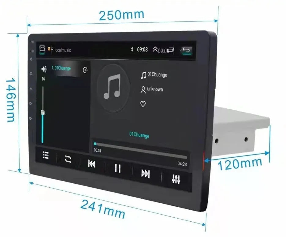 Black Android car navigator with rotating 10.1 inch screen for GM vehicles