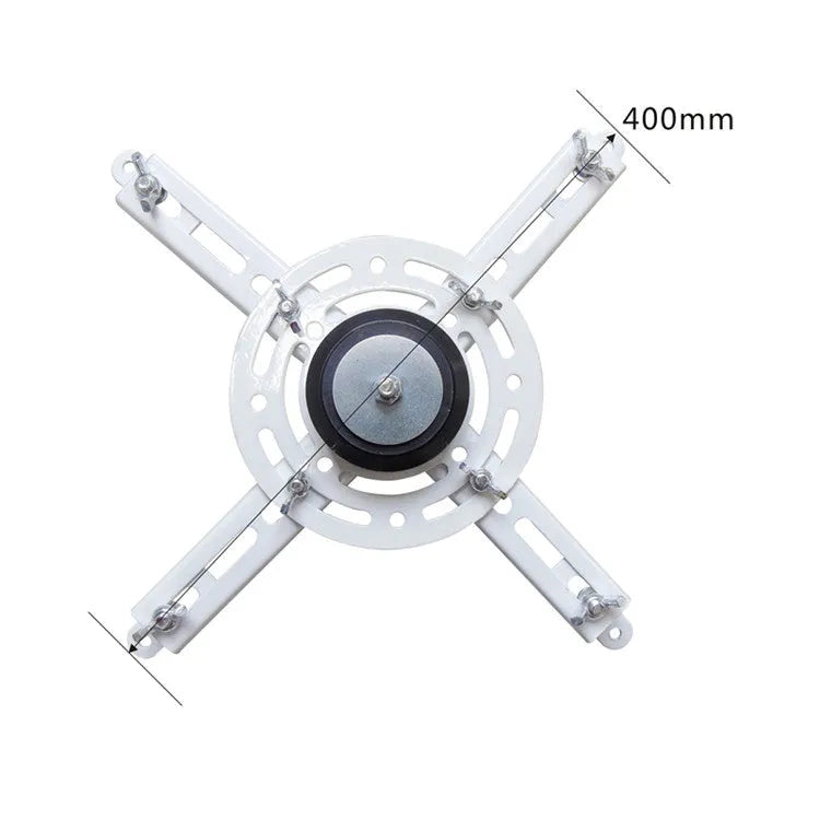 Projector electric lifting hanger with ultra-thin metal chassis and wireless remote control on a white background.