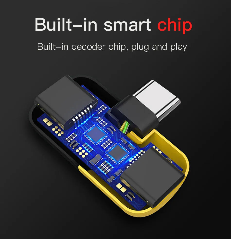 Blue Huawei phone charging adapter with 3.5mm audio splitter showing 30mm by 12mm dimensions