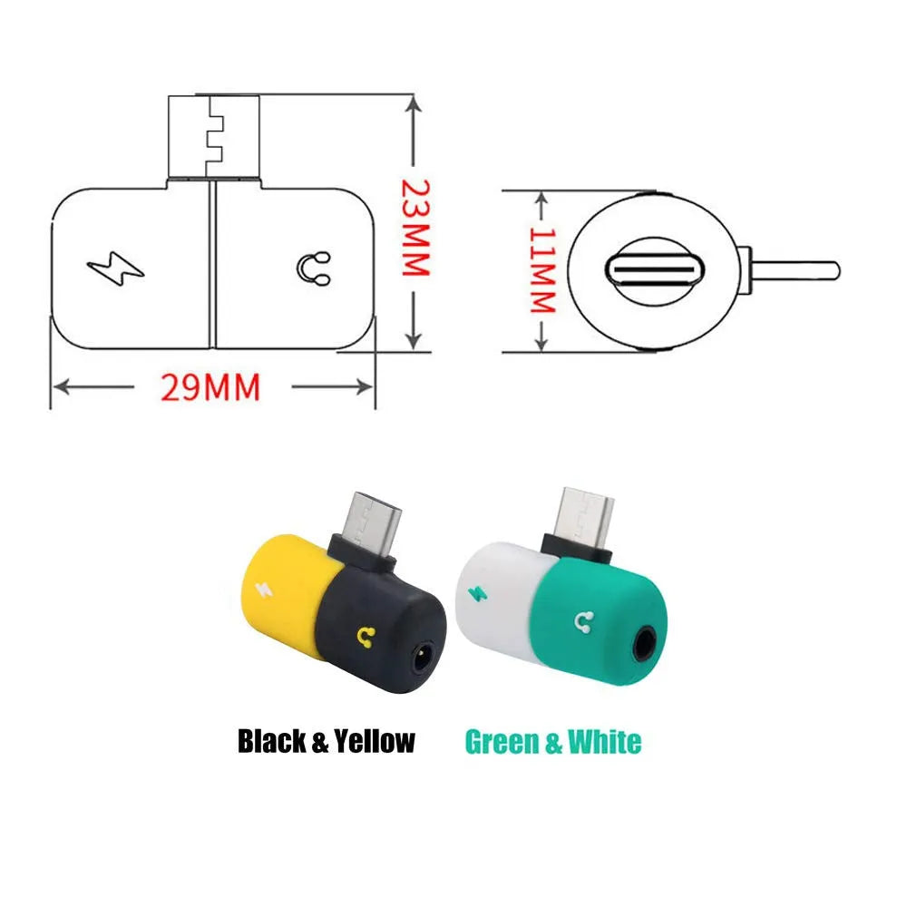 Blue Huawei phone charging adapter with 3.5mm audio splitter showing 30mm by 12mm dimensions