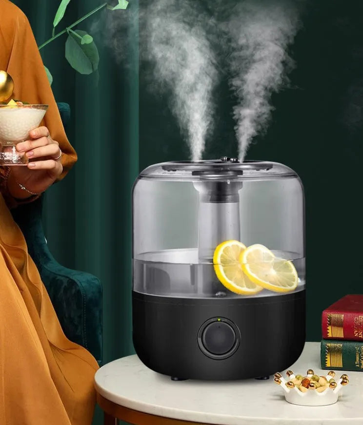 Black and white ultrasonic humidifier with 3 litre tank and mechanical controls