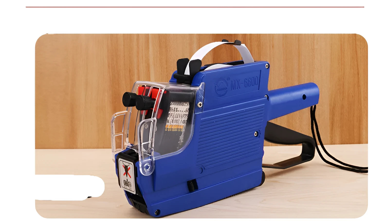 Manual pricing machine for bottle labelling in blue, red, or yellow colours