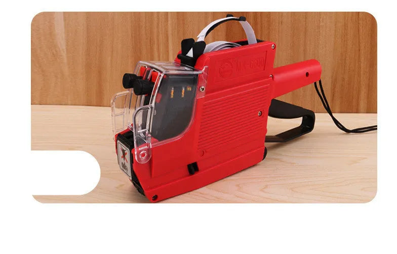 Manual pricing machine for bottle labelling in blue, red, or yellow colours