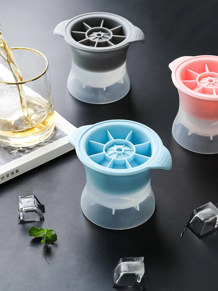 Silicone ice tray showing ice hockey artifact shapes and colourful geometric mould options