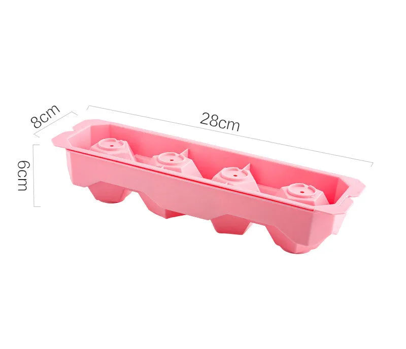 Silicone ice tray showing ice hockey artifact shapes and colourful geometric mould options
