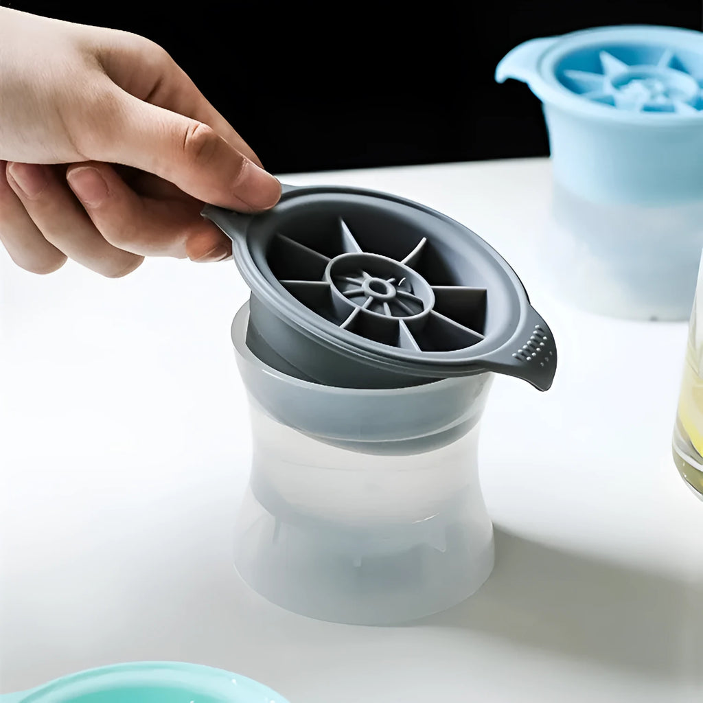 Silicone ice tray showing ice hockey artifact shapes and colourful geometric mould options