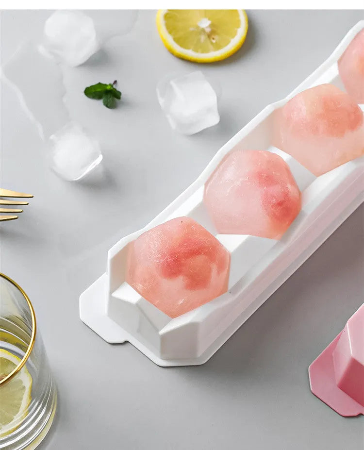 Silicone ice tray showing ice hockey artifact shapes and colourful geometric mould options
