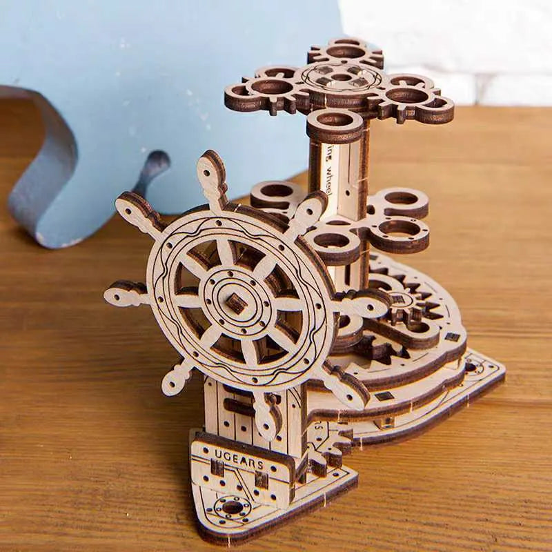 Ukrainian wooden machinery model rotating pen holder assembly kit for desktop organisation