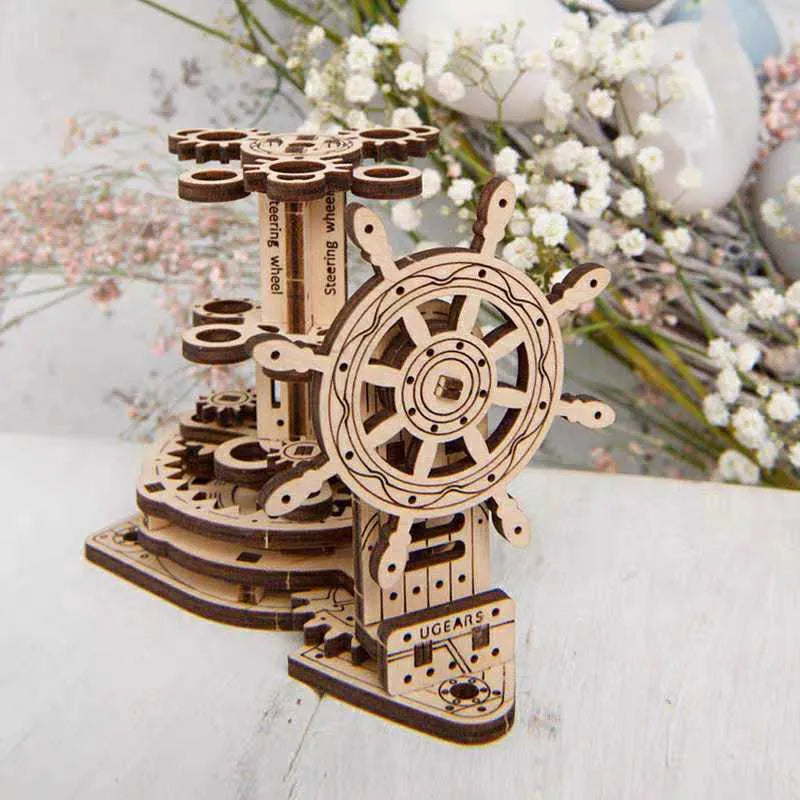 Ukrainian wooden machinery model rotating pen holder assembly kit for desktop organisation
