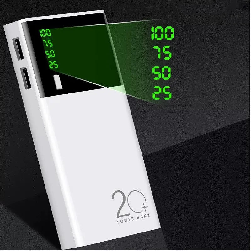 Black customised 20000mAh portable power bank with charging cable