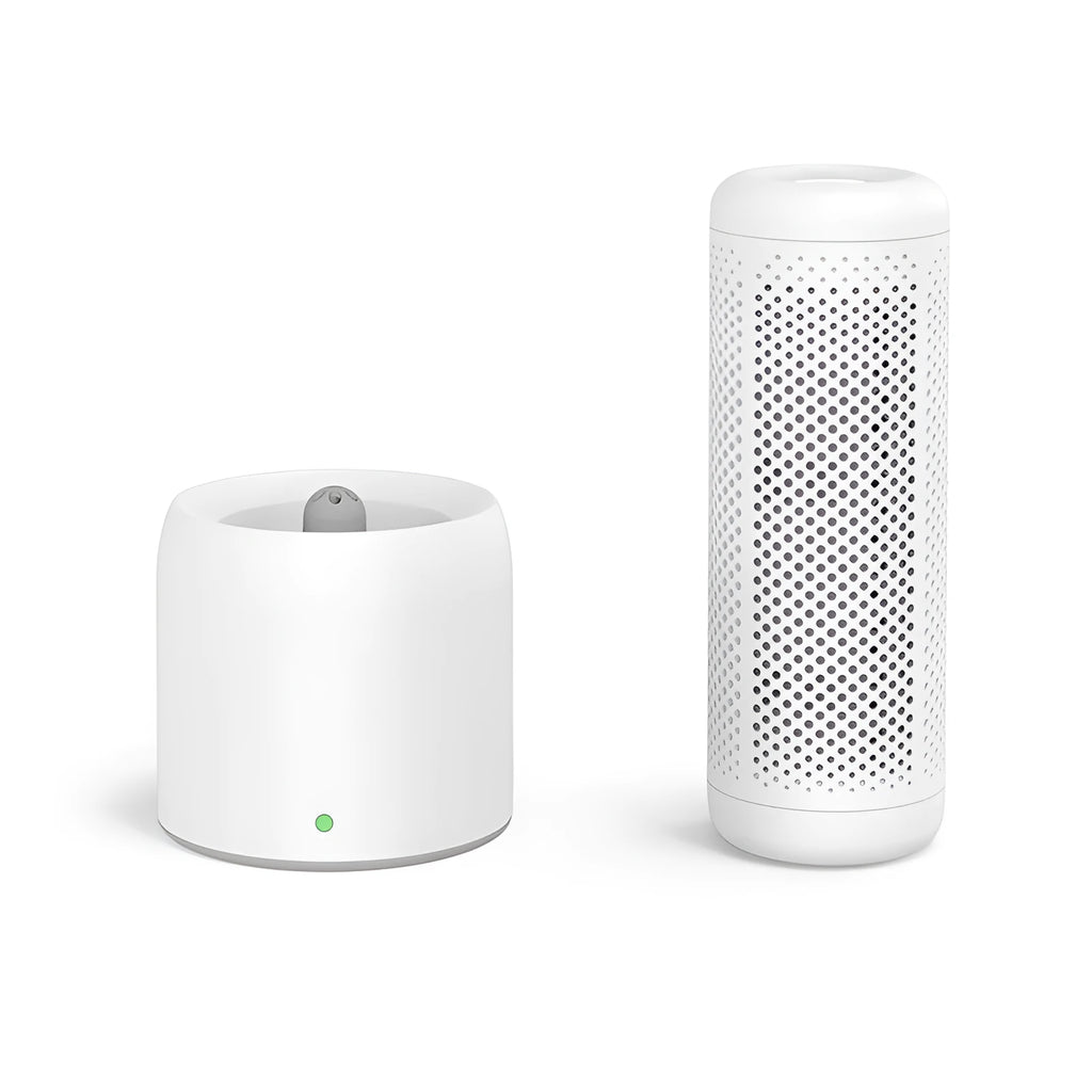 White mini household dehumidifier with 1 litre tank for rooms under 10 square metres