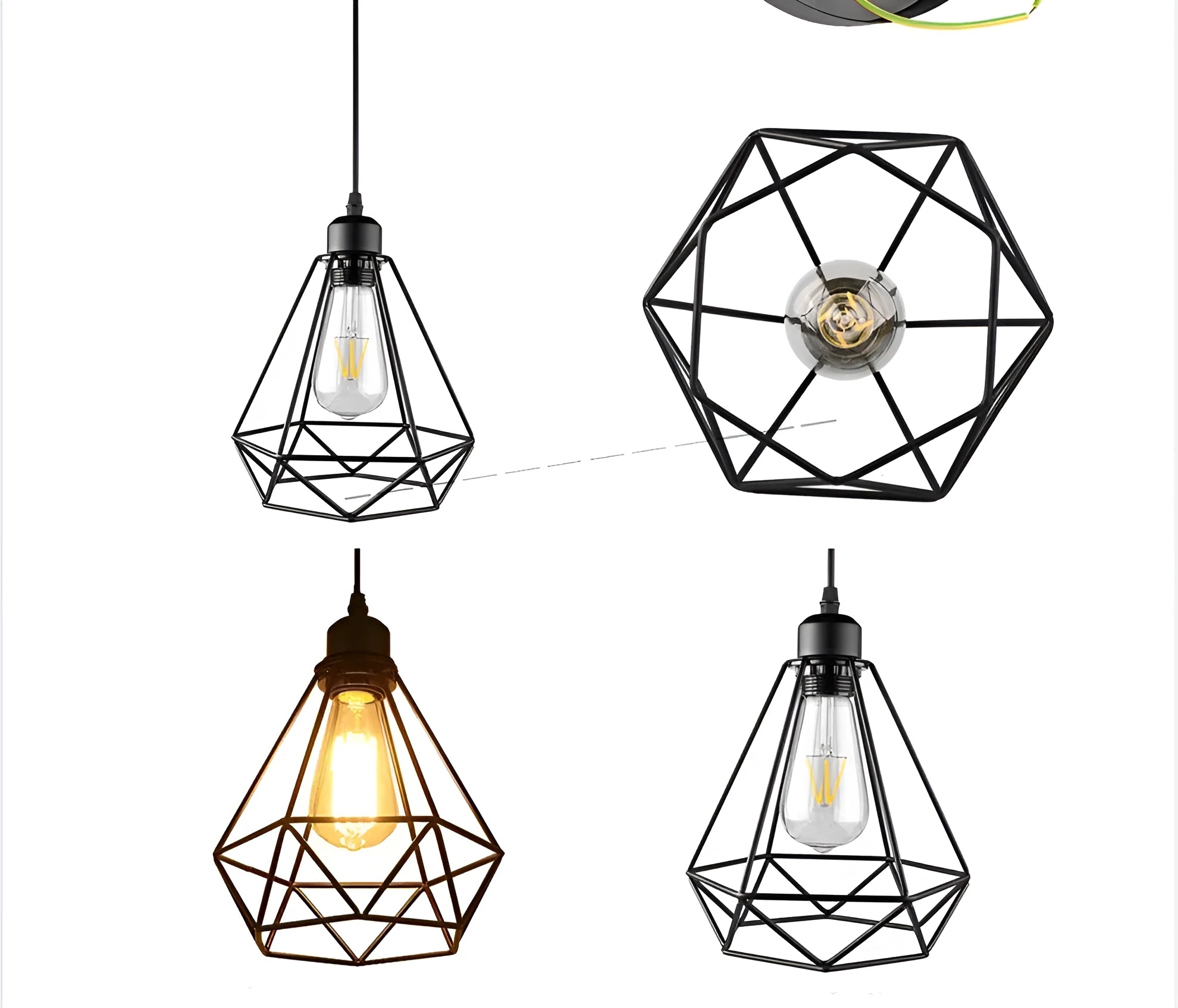 Black iron Nordic retro style hanging chandelier with modern simple design for living room.