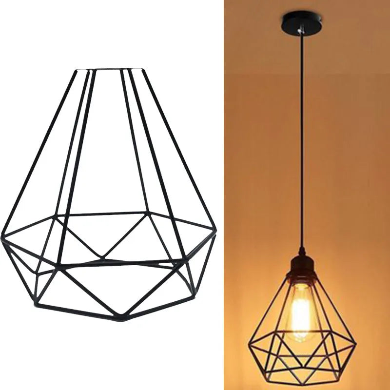 Black iron Nordic retro style hanging chandelier with modern simple design for living room.