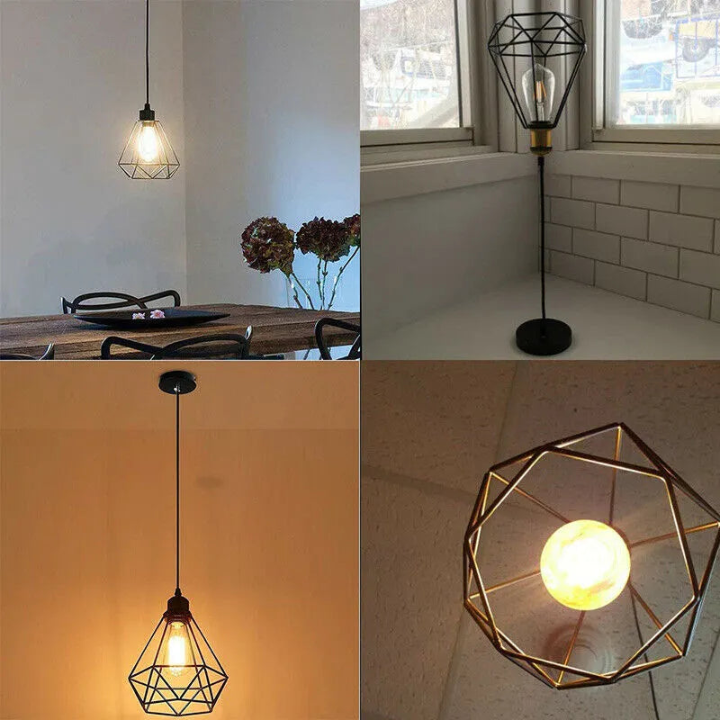 Black iron Nordic retro style hanging chandelier with modern simple design for living room.