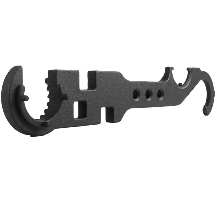 Black combination wrench for AR15 and M4 rifle maintenance with dual-purpose design