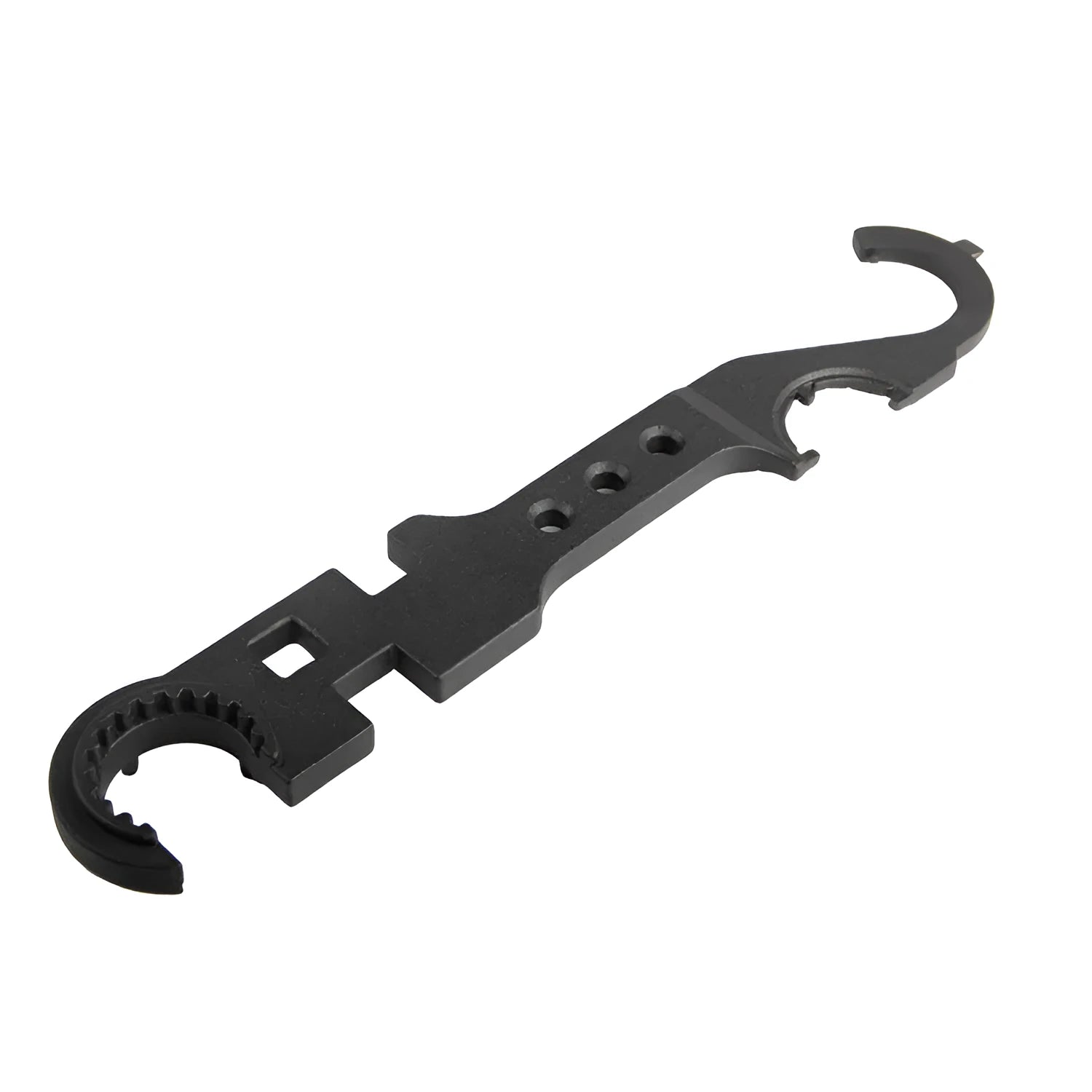 Black combination wrench for AR15 and M4 rifle maintenance with dual-purpose design