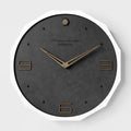 12 inch round Nordic minimalist wall clock in walnut ash colour on white wall