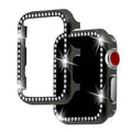 Aluminium alloy diamond protective case for Apple Watch in silver, black, rose gold, rose pink or gold.