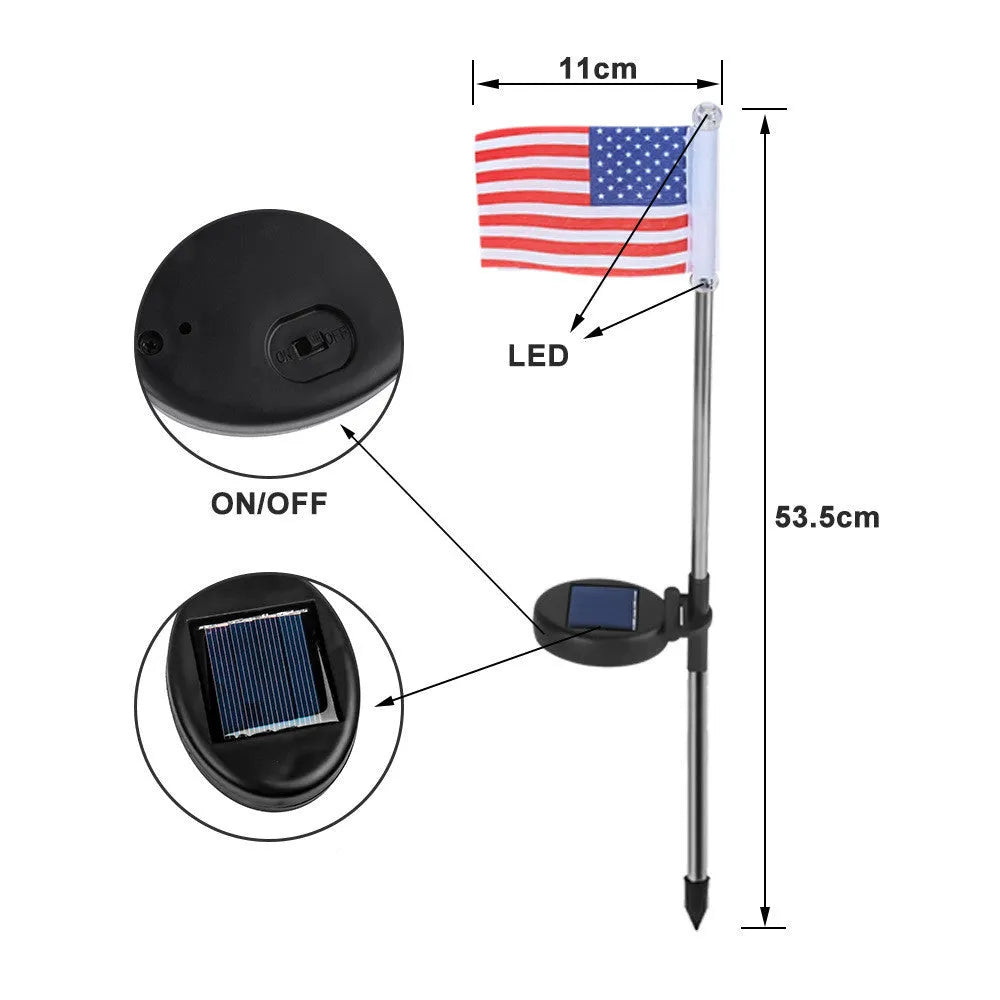 Solar garden flag light with stainless steel pole and British flag design
